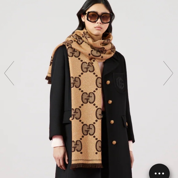 GUCCI GG WOOL JACQUARD SCARF - NEVER WORN- BEAUTIFUL SCARF - Picture 1 of 8
